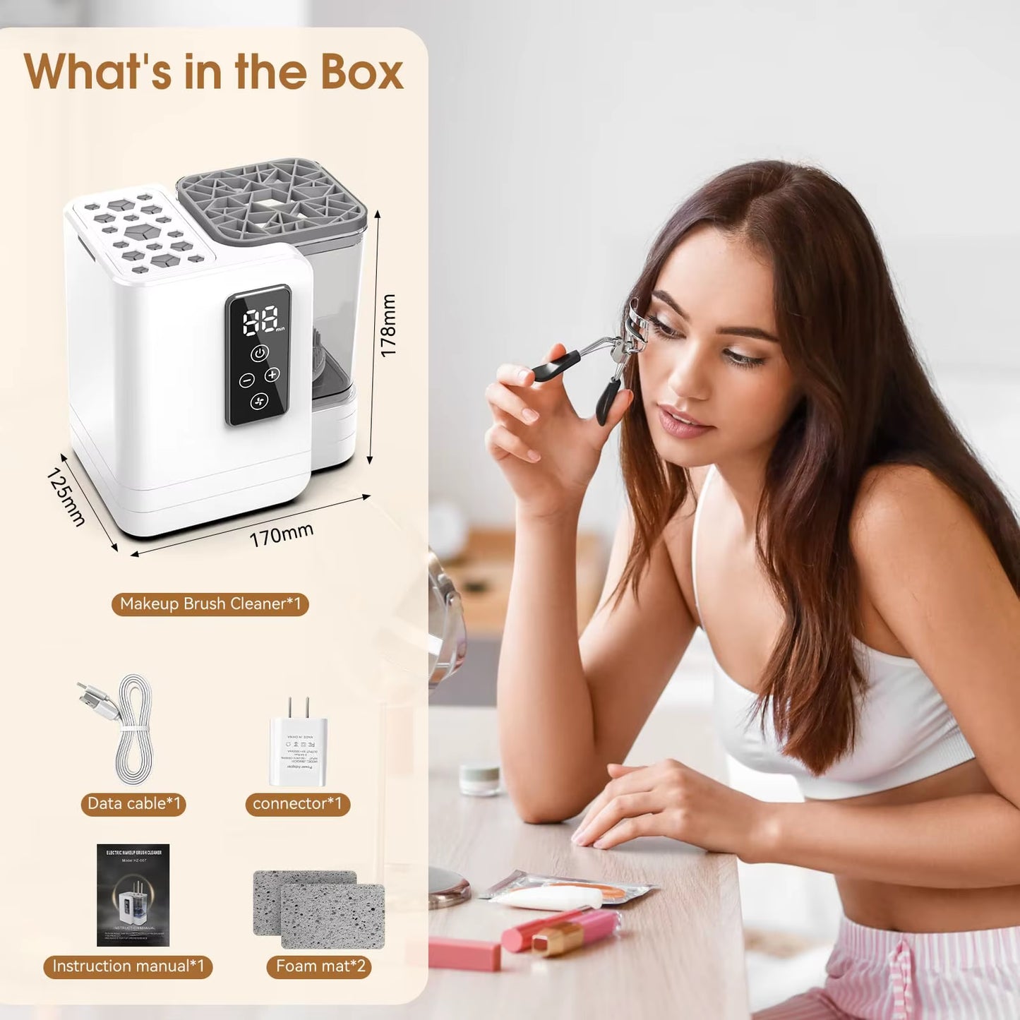 Professional 5-In-1 Electric Makeup Brush Cleaner Dryer Machine Portable Automatic USB Cosmetic Brushes Cleaner Tool for Women