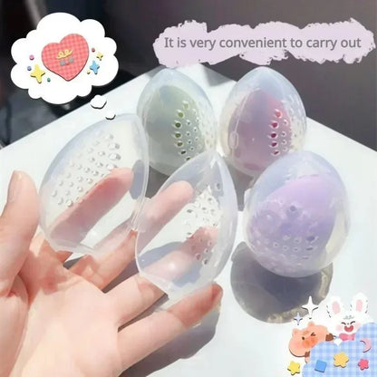 1PC Travel Cosmetic Sponge Box New Portable Pink and White Egg Plastic Box Powder Sponge Cosmetic Cosmetic Organizer