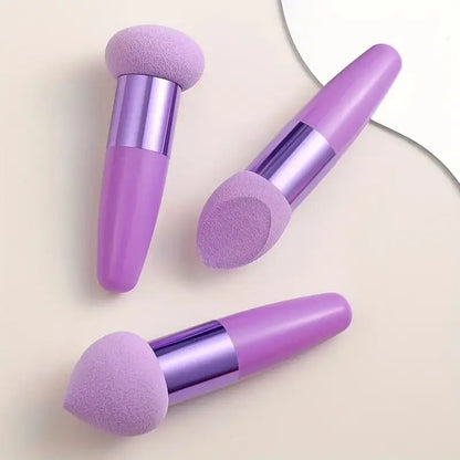 3Pcs Makeup Sponge Beauty Foundation Blending Sponge Makeup Sponge Wedge Foundation Sponges with Handle Cosmetic Blender Profess