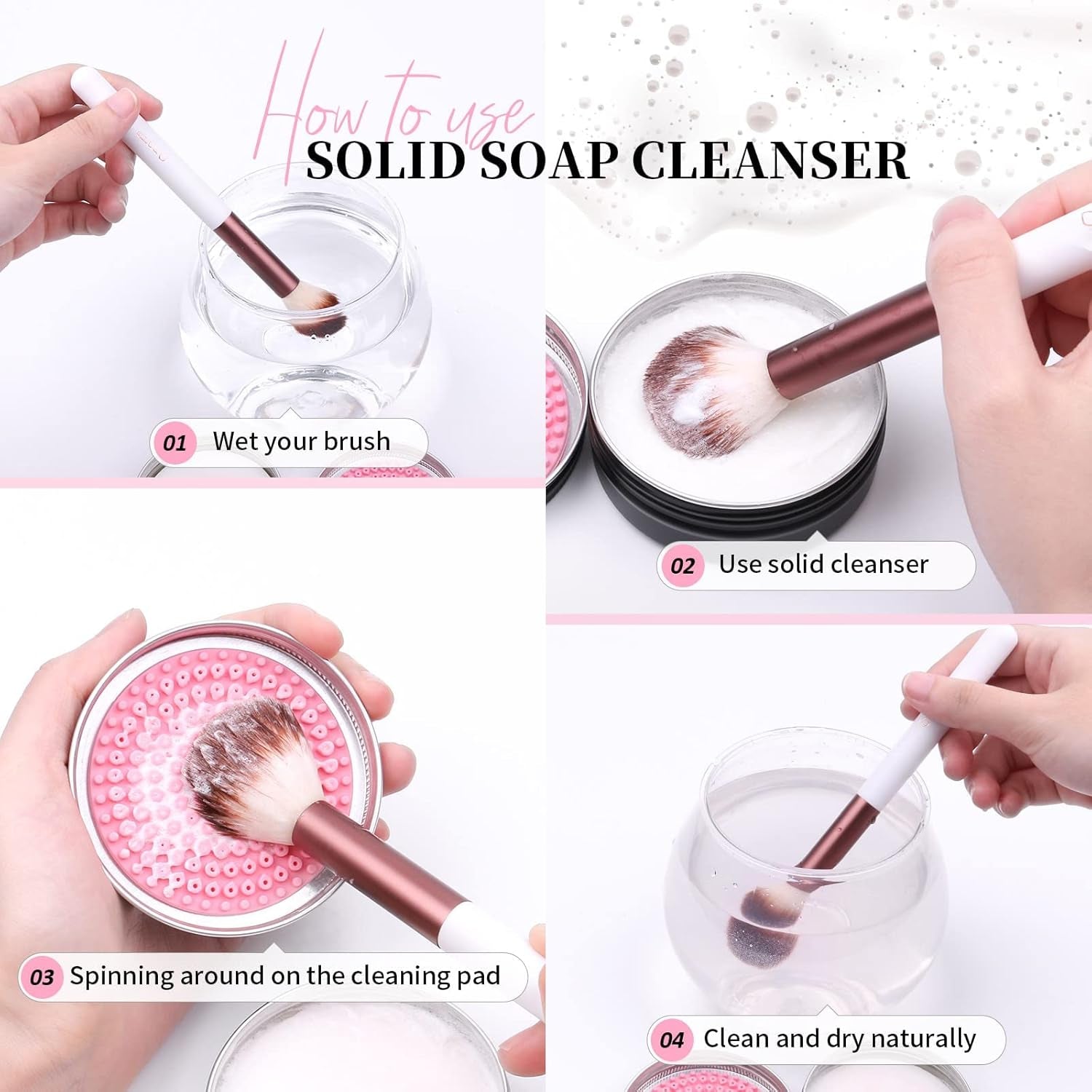 Flat Top Kabuki Foundation Brush +  Makeup Brush Cleanser