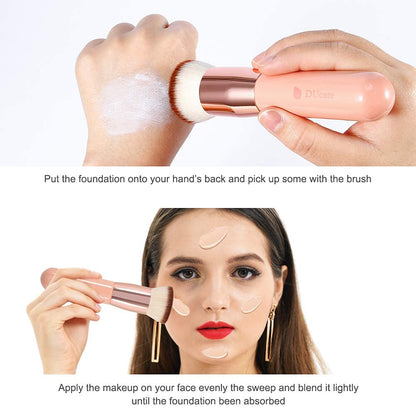Flat Top Kabuki Foundation Brush +  Makeup Brush Cleanser