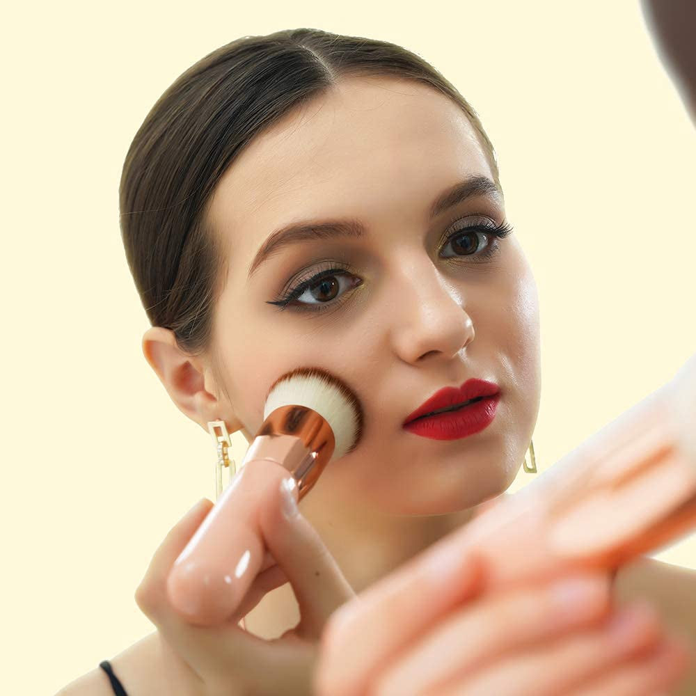 Flat Top Kabuki Foundation Brush +  Makeup Brush Cleanser