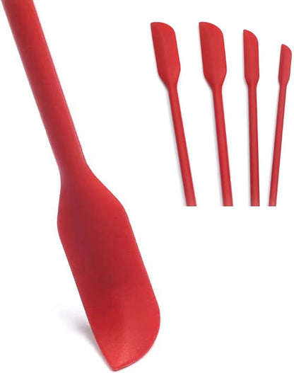 Mini Silicone Spatula Set- Small Rubber Spatula for Makeup- Thin Jar Scraper for Kitchen(4 PACK) (Black)
