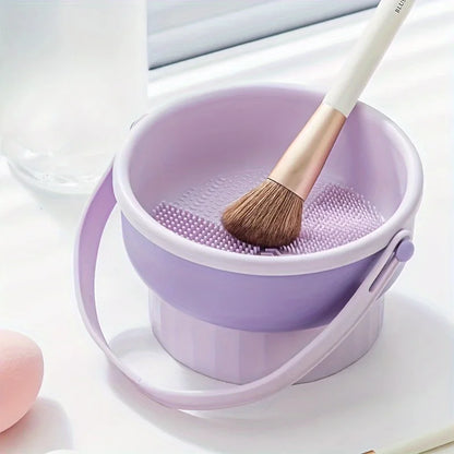 3-In-1 Silicone Makeup Brush Cleaner Mat & Drying Rack - Cosmetic Brush Cleaning & Air Dry Tool, Beauty Tool Organizer Kit