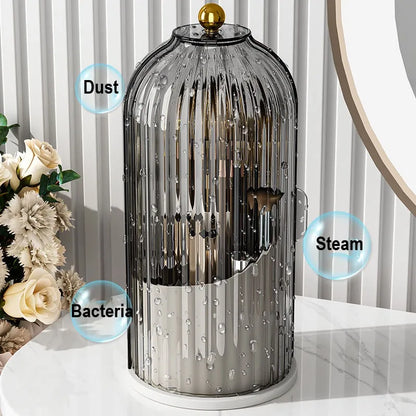 360° Rotating Makeup Brush Holder with Lid Luxury Cosmetic Organizer Lipstick Eyebrow Pencil Holder Eye Shadow Storage Box