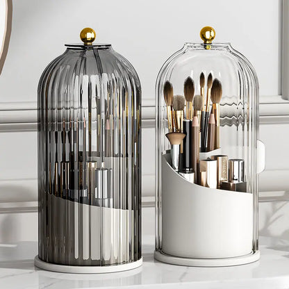360° Rotating Makeup Brush Holder with Lid Luxury Cosmetic Organizer Lipstick Eyebrow Pencil Holder Eye Shadow Storage Box