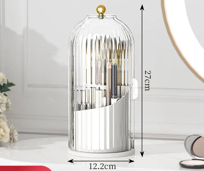 360° Rotating Makeup Brush Holder with Lid Luxury Cosmetic Organizer Lipstick Eyebrow Pencil Holder Eye Shadow Storage Box