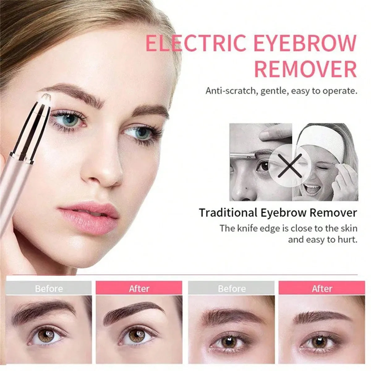 Women Electric Eyebrow Trimmer Eye Brow Shaper Pencil Face Hair Remover for Women Automatic Eyebrow Shavers Pocketknife