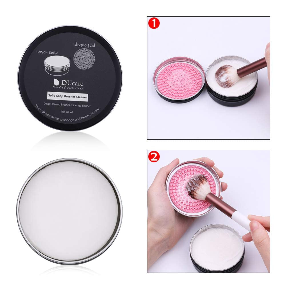Flat Top Kabuki Foundation Brush +  Makeup Brush Cleanser