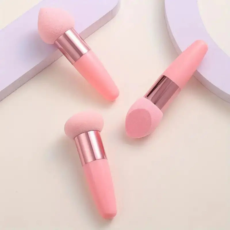 3Pcs Makeup Sponge Beauty Foundation Blending Sponge Makeup Sponge Wedge Foundation Sponges with Handle Cosmetic Blender Profess