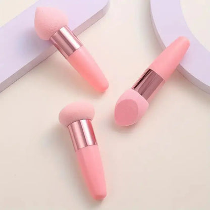 3Pcs Makeup Sponge Beauty Foundation Blending Sponge Makeup Sponge Wedge Foundation Sponges with Handle Cosmetic Blender Profess