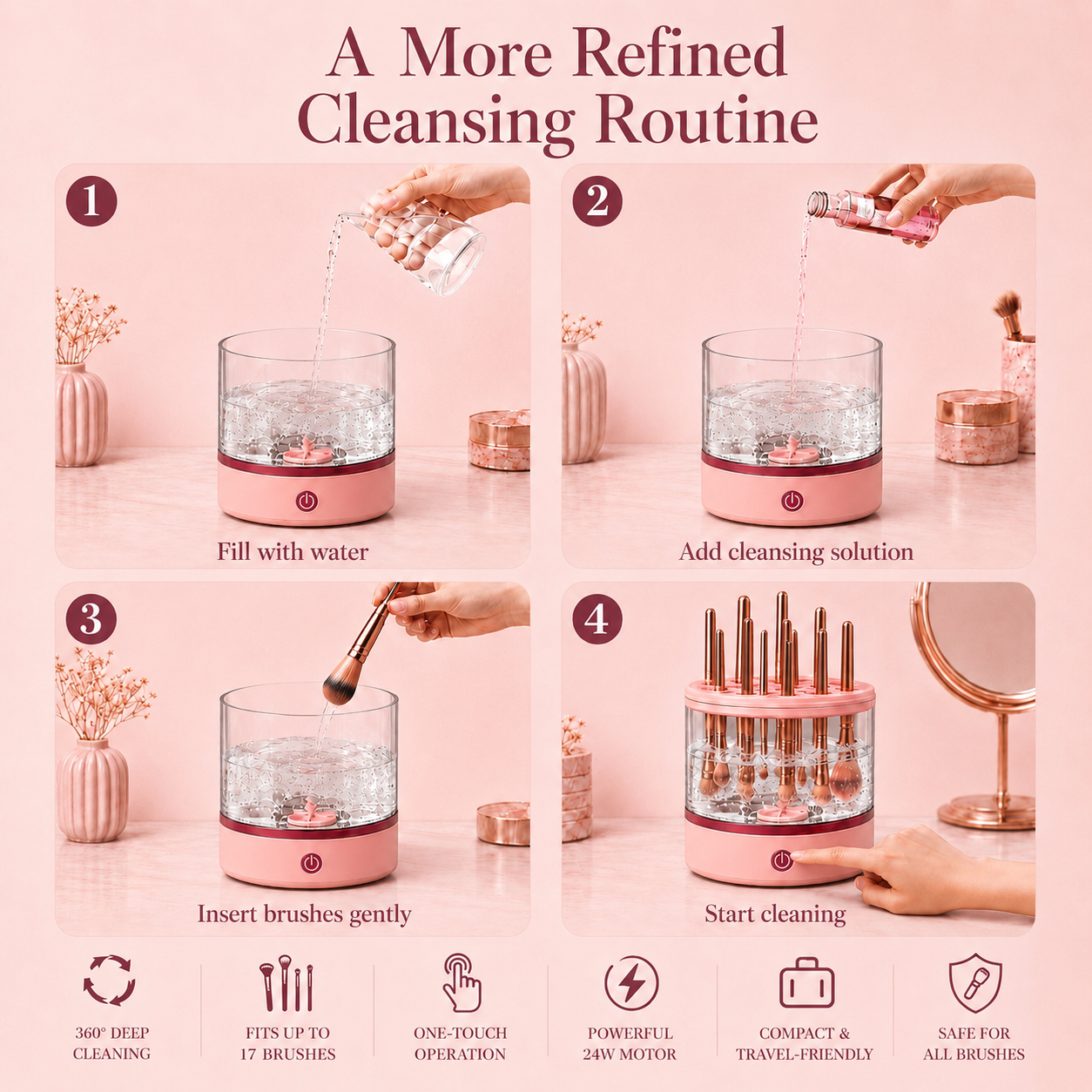 3-in-1  Grace Vanity™ - Brush Cleaner