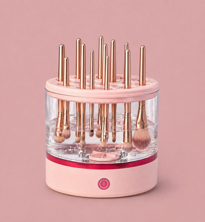 360° Electric Makeup Brush Cleaner - Dual Spin Makeup Brush Cleaning Machine, Holds 17 Brushes, Portable and Compact Design for Travel & Home Use, Perfect Brush Cleaner for Makeup Professionals