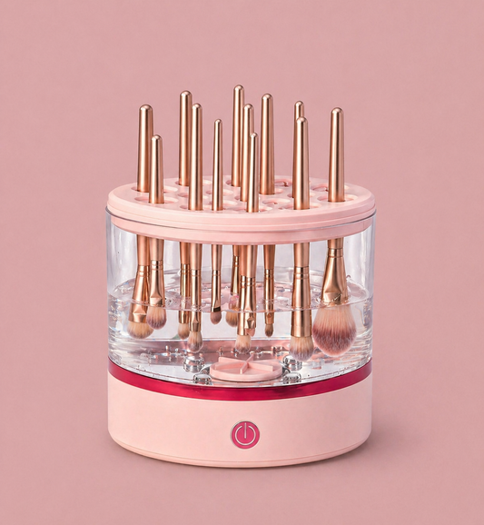360° Electric Makeup Brush Cleaner - Dual Spin Makeup Brush Cleaning Machine, Holds 17 Brushes, Portable and Compact Design for Travel & Home Use, Perfect Brush Cleaner for Makeup Professionals