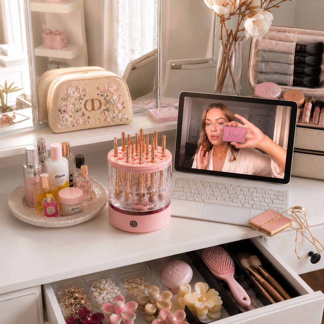 3-in-1  Grace Vanity™ - Brush Cleaner