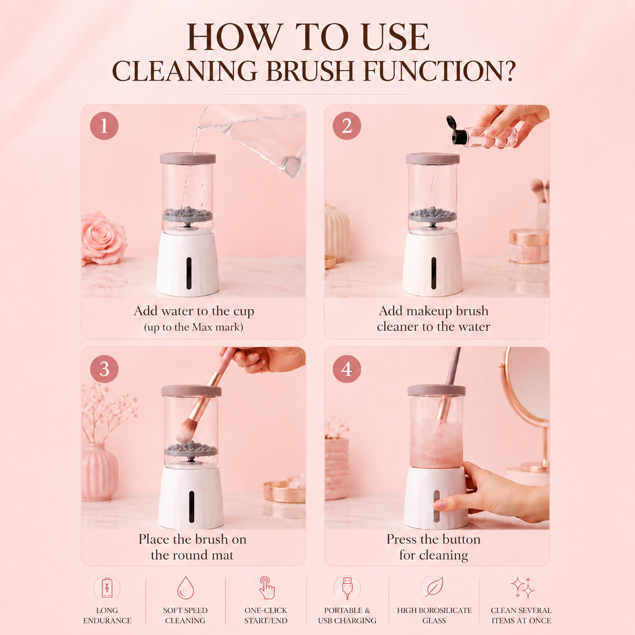 3-in-1  Grace Vanity™ - Brush Cleaner