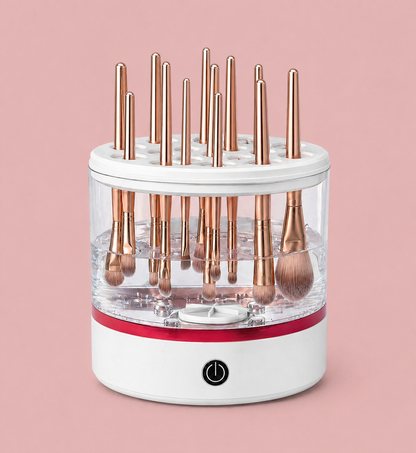 360° Electric Makeup Brush Cleaner - Dual Spin Makeup Brush Cleaning Machine, Holds 17 Brushes, Portable and Compact Design for Travel & Home Use, Perfect Brush Cleaner for Makeup Professionals