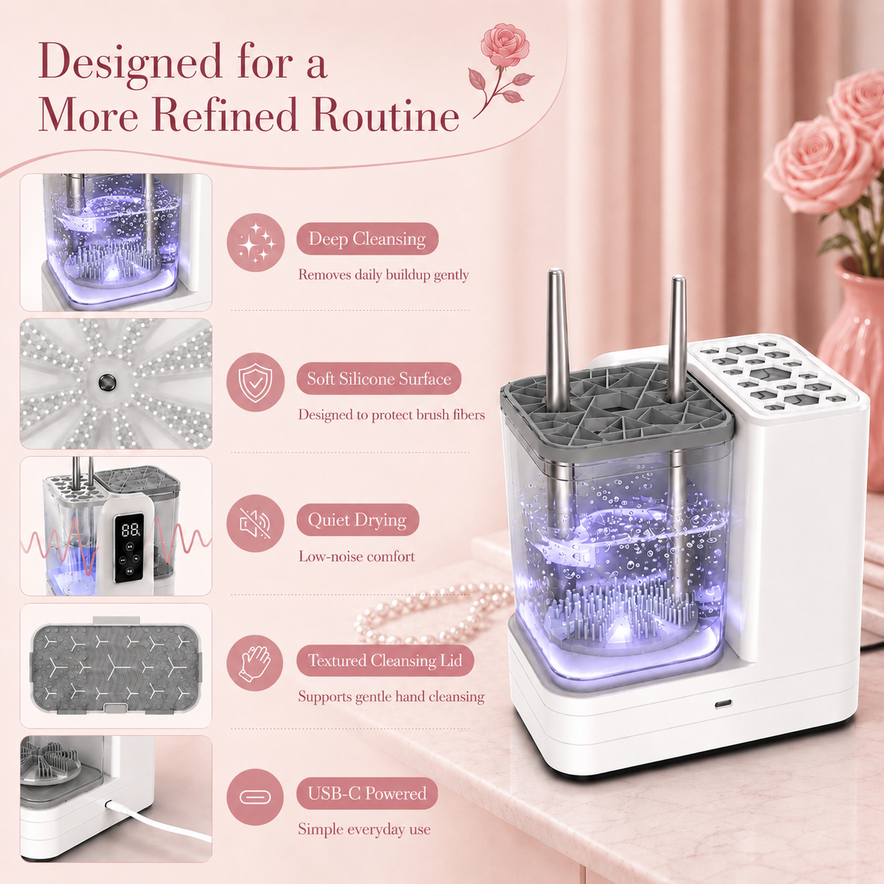 3-in-1  Grace Vanity™ - Brush Cleaner