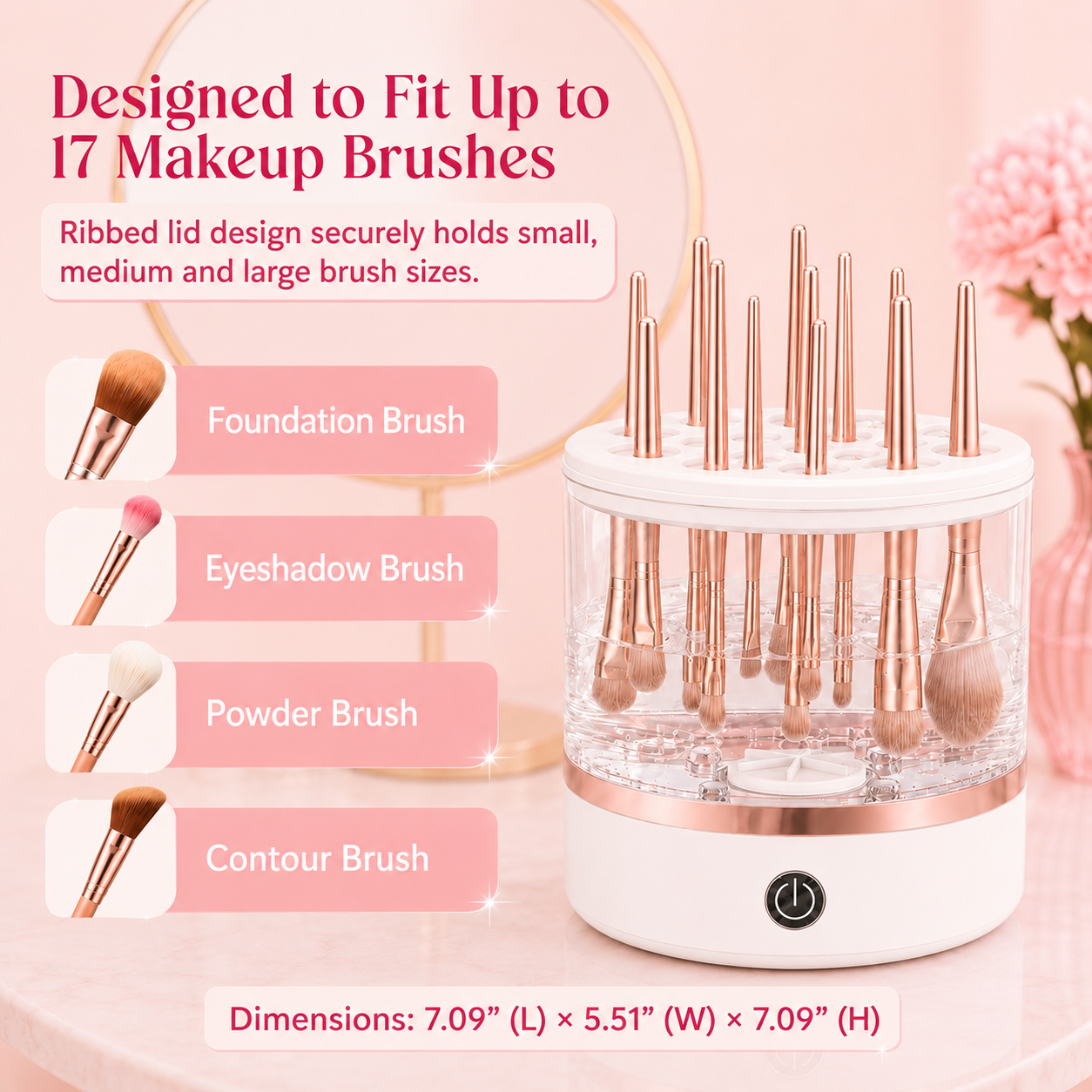 3-in-1  Grace Vanity™ - Brush Cleaner