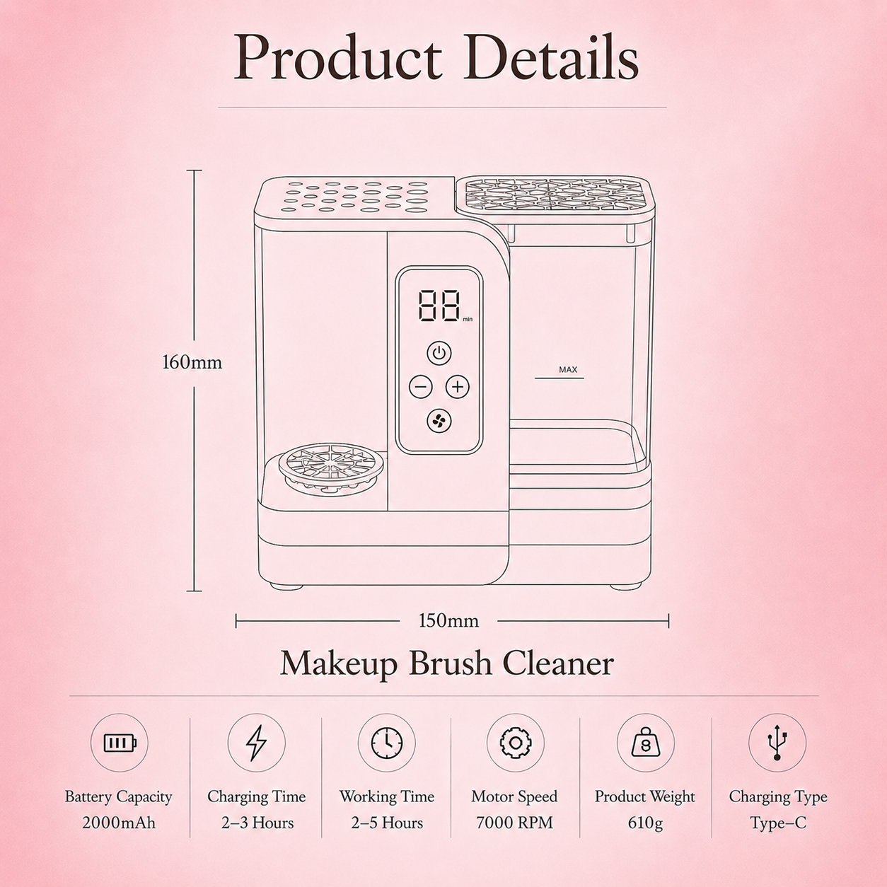 3-in-1  Grace Vanity™ - Brush Cleaner