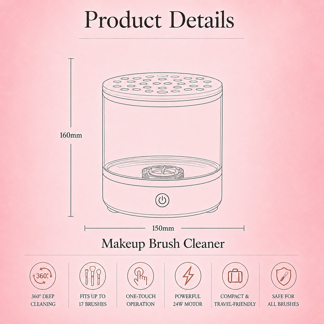 3-in-1  Grace Vanity™ - Brush Cleaner