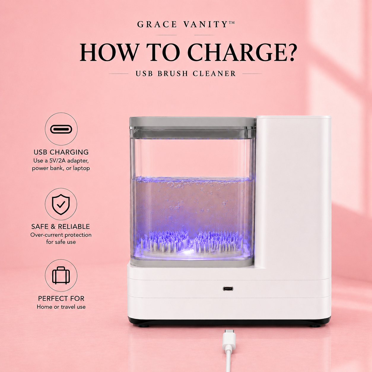 3-in-1  Grace Vanity™ - Brush Cleaner