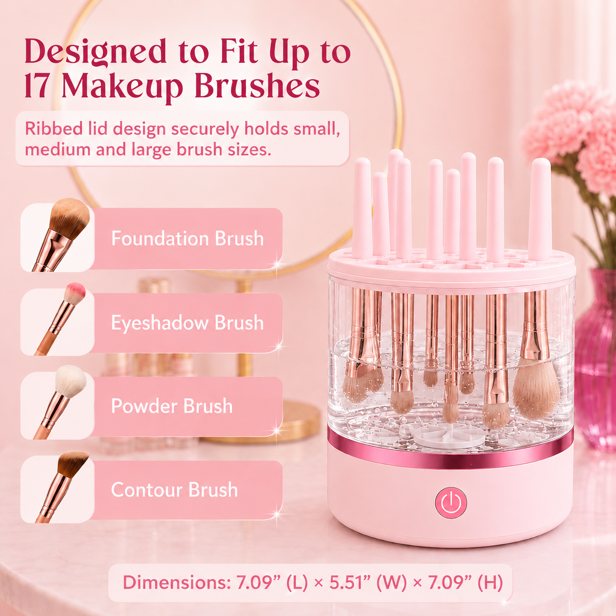 3-in-1  Grace Vanity™ - Brush Cleaner